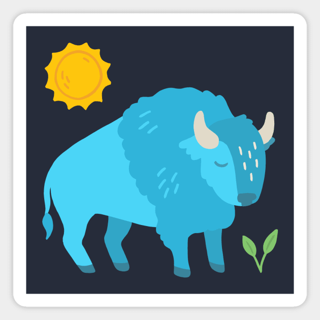 Blue bison Magnet by Katie Nieland Art